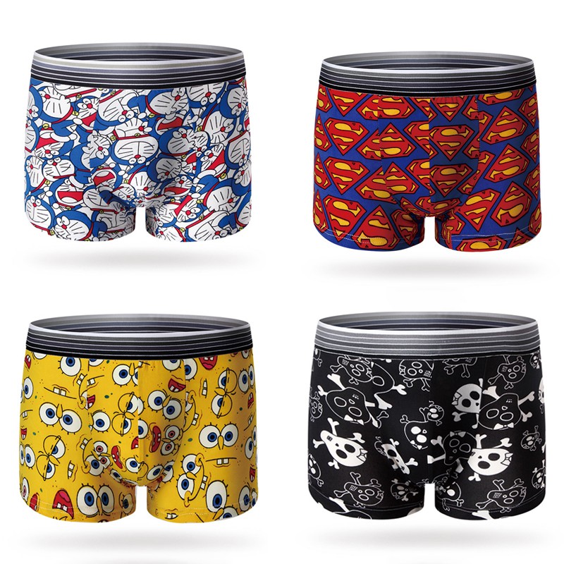 COMBO 4 quần sịp quần lót nam hoạt hình cute dễ thương siêu nhân, doremon,....