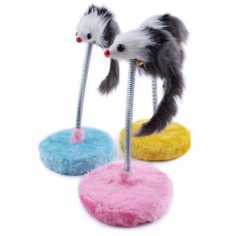 Đồ chơi cho mèo-Chuột lò xo nhún có bàn cào dành cho mèo nhiều màu sắc
