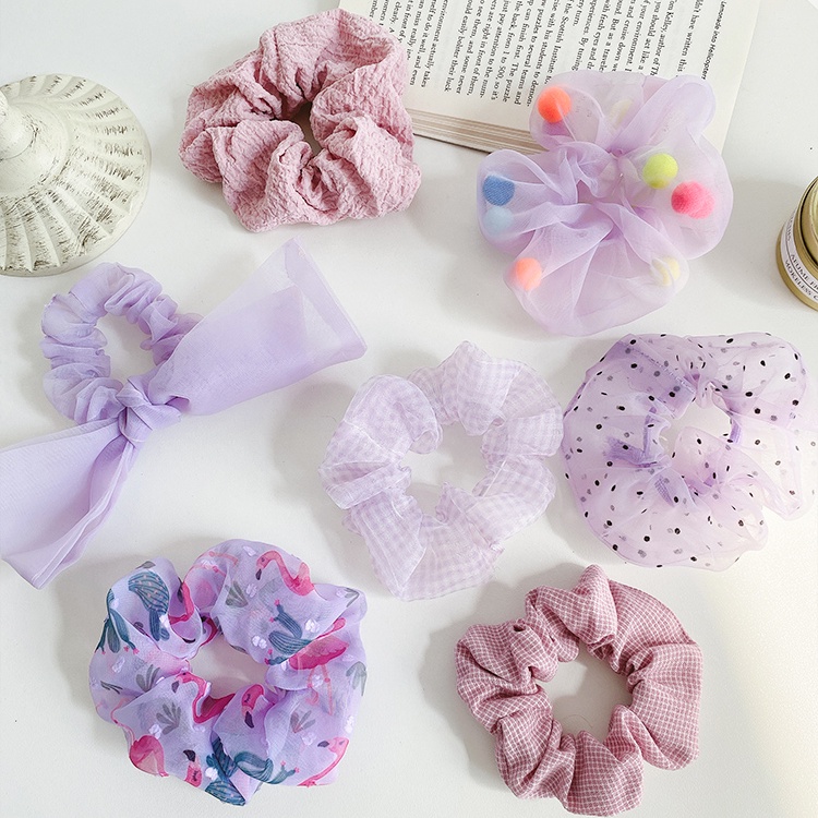 Dây buộc tóc co giãn màu tím phong cách Hàn Quốc dễ thương cho nữ