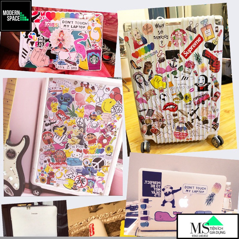 Sticker PVC Drew House ST126 - 50 Hình Chống nước Dán xe Mũ bảo hiểm Laptop