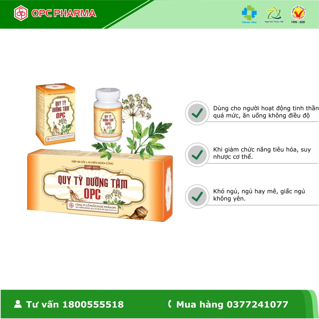 QUY TỲ DƯỠNG TÂM OPC  -Dùng khi suy nhược cơ thể - Hàng chính hãng OPC