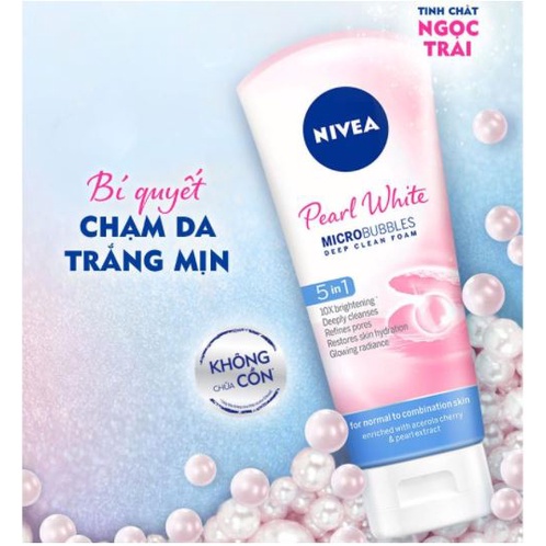 Sữa Rửa Mặt Làm Sáng Da Nivea Pearl White Micro Bubbles Deep Clean Foam 100g