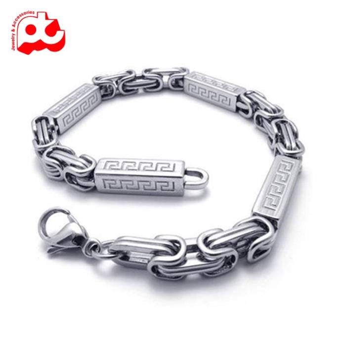 Lắc tay titan nam cao cấp đẹp sang trọng thép không gỉ kiểu ziczac dài PT JEWELRY kích cỡ 7mm màu trắng PTLTNA94