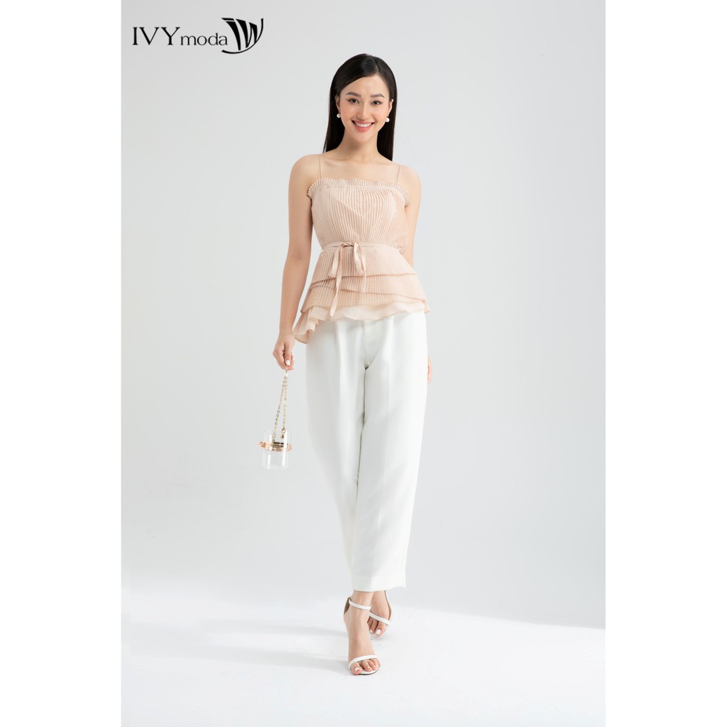 [NHẬP WABRTL5 GIẢM 10% TỐI ĐA 50K ĐH 250K ]Áo 2 dây xếp ly dáng peplum thiết kế IVY moda MS 12B8582