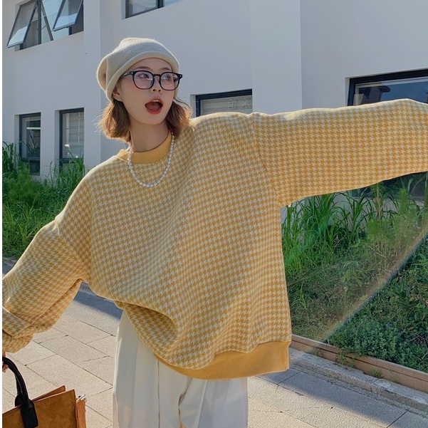 Áo len nữ dài tay cổ tròn thời trang Hàn