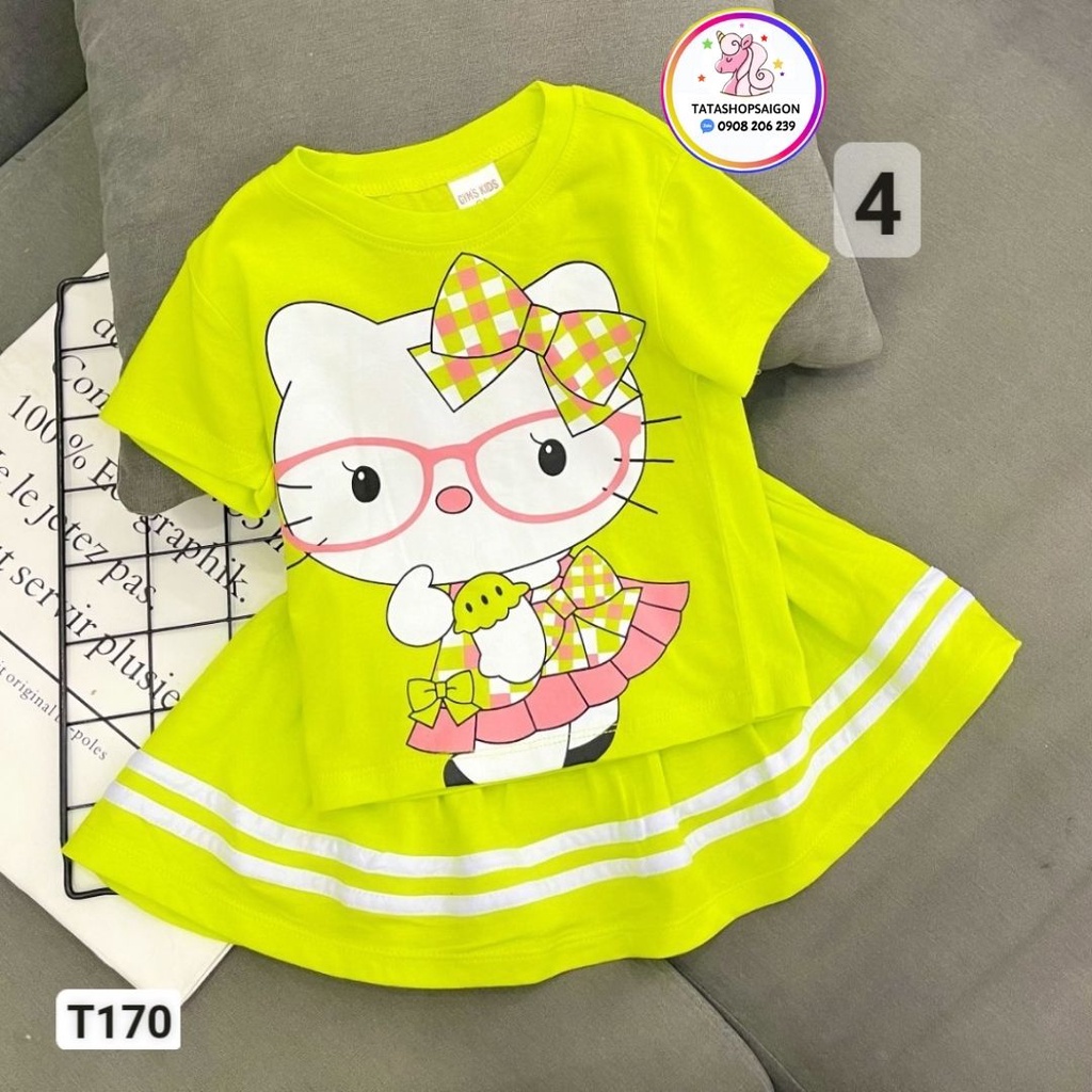 T170 Set bộ váy bé gái size đại chất cotton mặc mát [22 40kg]