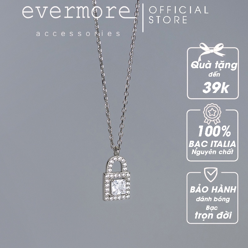 Dây chuyền bạc EVERMORE, vòng cổ bạc ổ khóa love locker phong cách thanh lịch, minimalism - D048