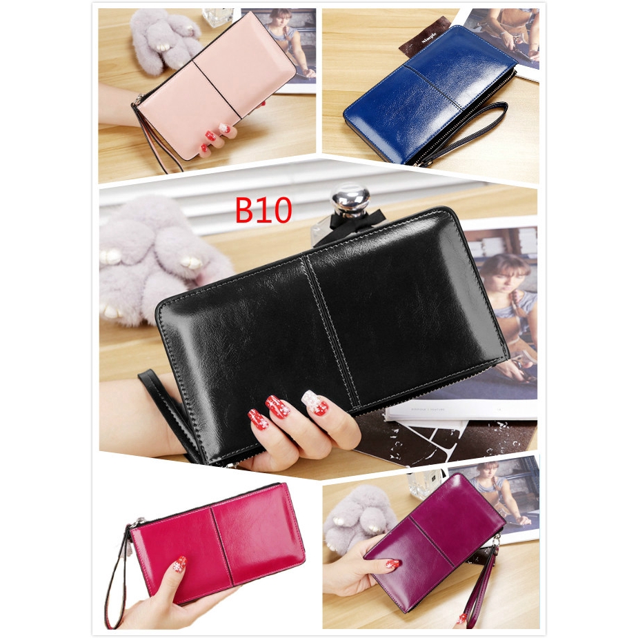 VERSDO  Women Forever Young Splicing Leather PU Wallets Long Zipper Clutch Long Purse