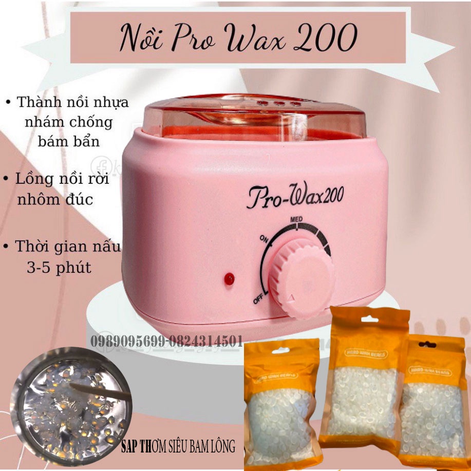 [Ngọc trai- Sáp cao cấp] Comno Nồi nấu sáp wax lông cao cấp Pro wax200 có 3 màu kèm mỡ trăn