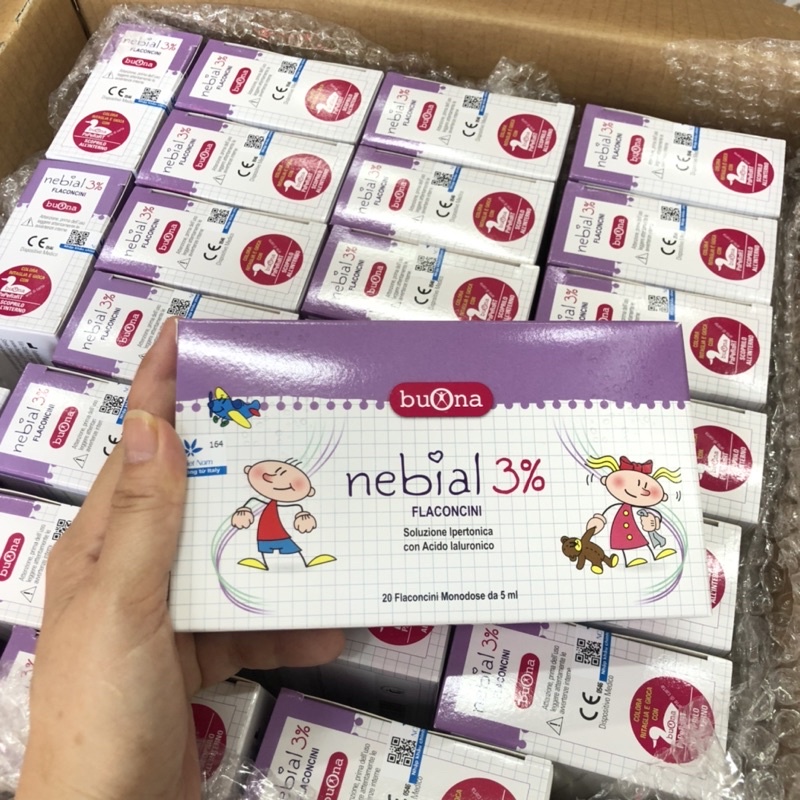 Dung dịch Nhỏ mũi Nebial 3% Flaconcini ưu trương cho trẻ sơ sinh bà trẻ nhỏ giúp giảm sổ mũi, nghẹt mũi hiệu quả