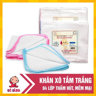 Khăn tắm xô nhật 4 lớp trắng