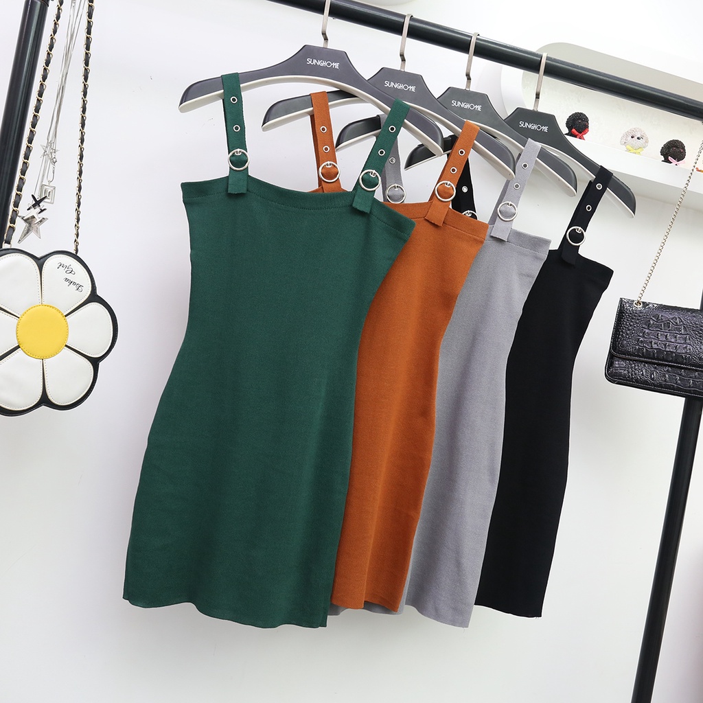 Đầm dệt kim hai dây IELGY dáng ôm thời trang cho nữ