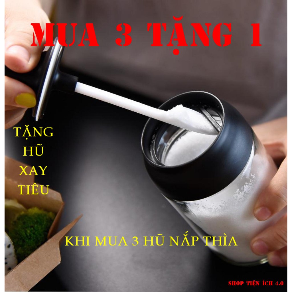 Hũ Đựng Gia Vị Thủy Tinh Kèm Muỗng