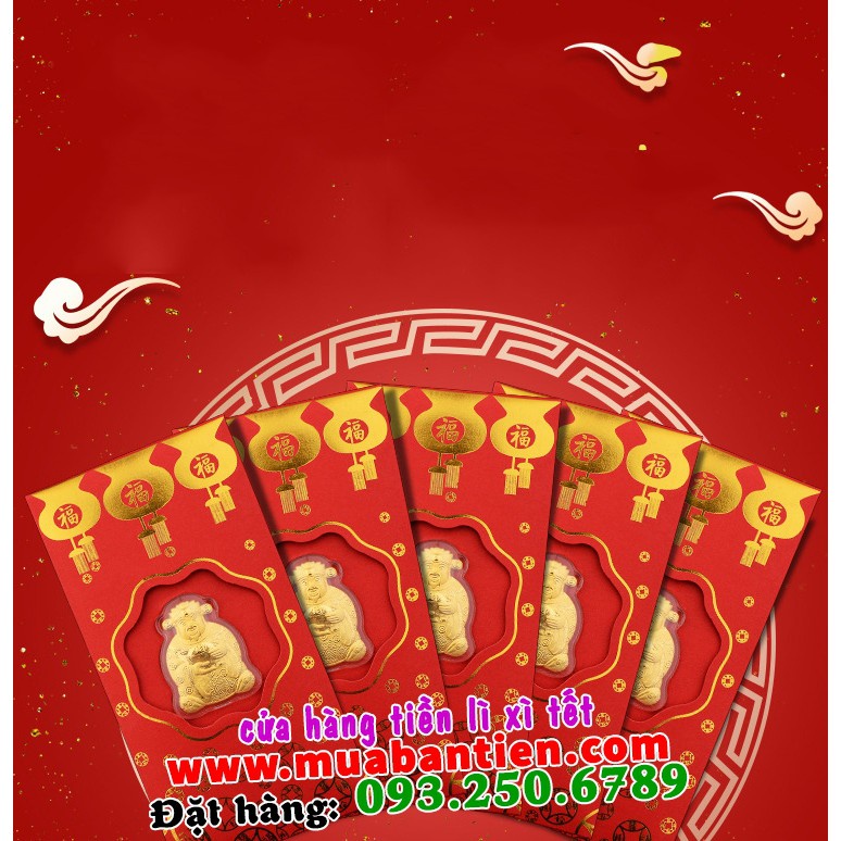 [SIÊU TIẾT KIỆM - HOT 2023] COMBO 5 BAO LÌ XÌ THẦN TÀI MẠ VÀNG DL CAO CẤP ĐẸP - GIÁ SIÊU RẺ