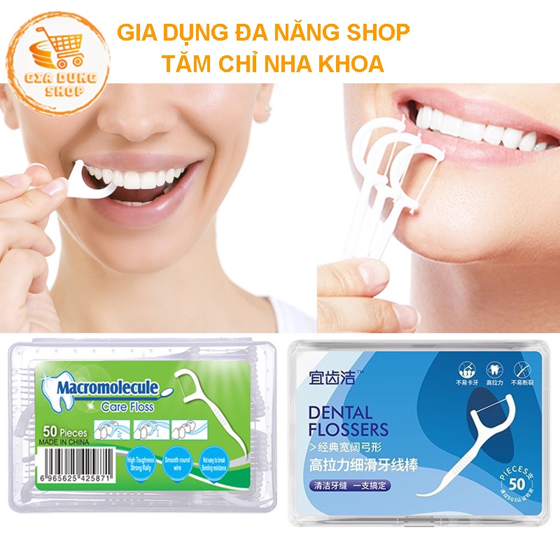 Tăm chỉ nha khoa vệ sinh răng miệng hộp 50 cây