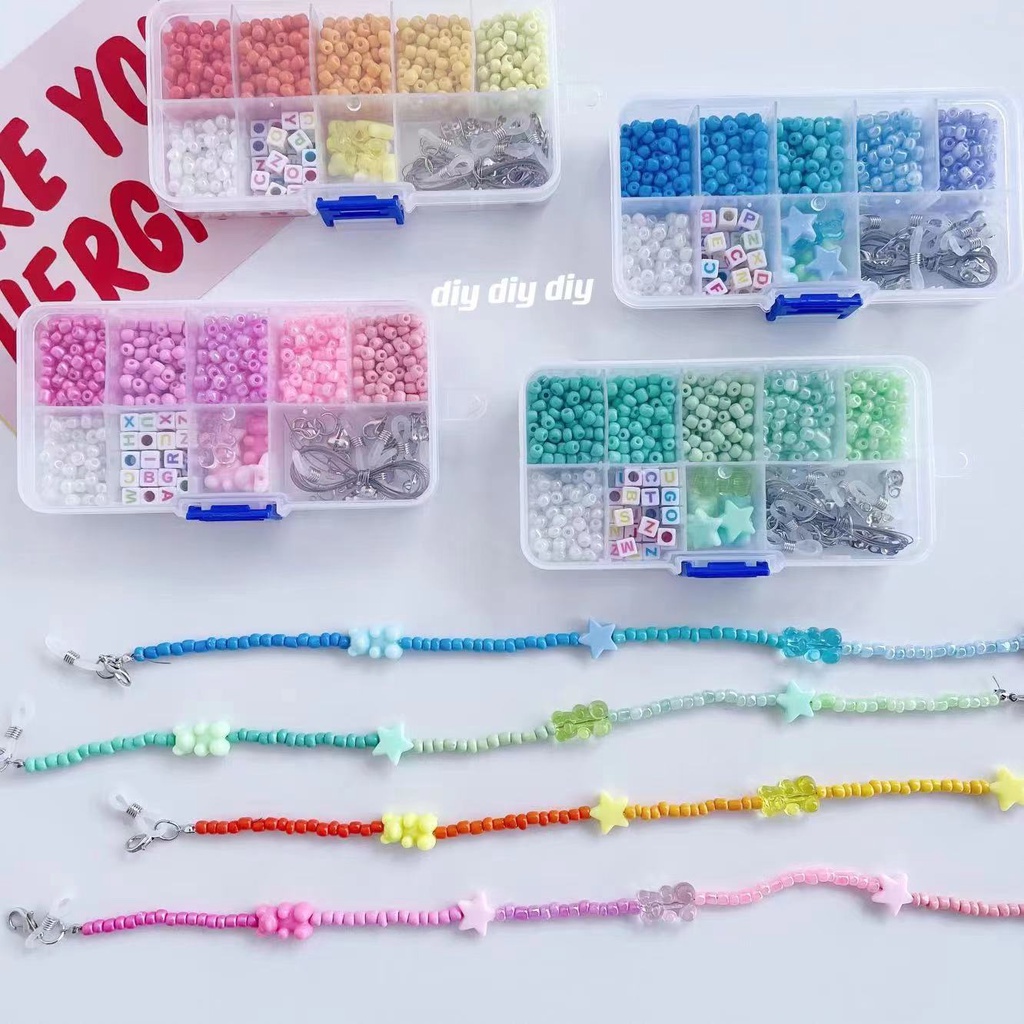 Dây Chuỗi Hạt Màu Kẹo Mặt Dây Đeo Mắt Kính Màu Kẹo Hình Gấu Hoạt Hình Phong Cách Hàn Quốc Mới