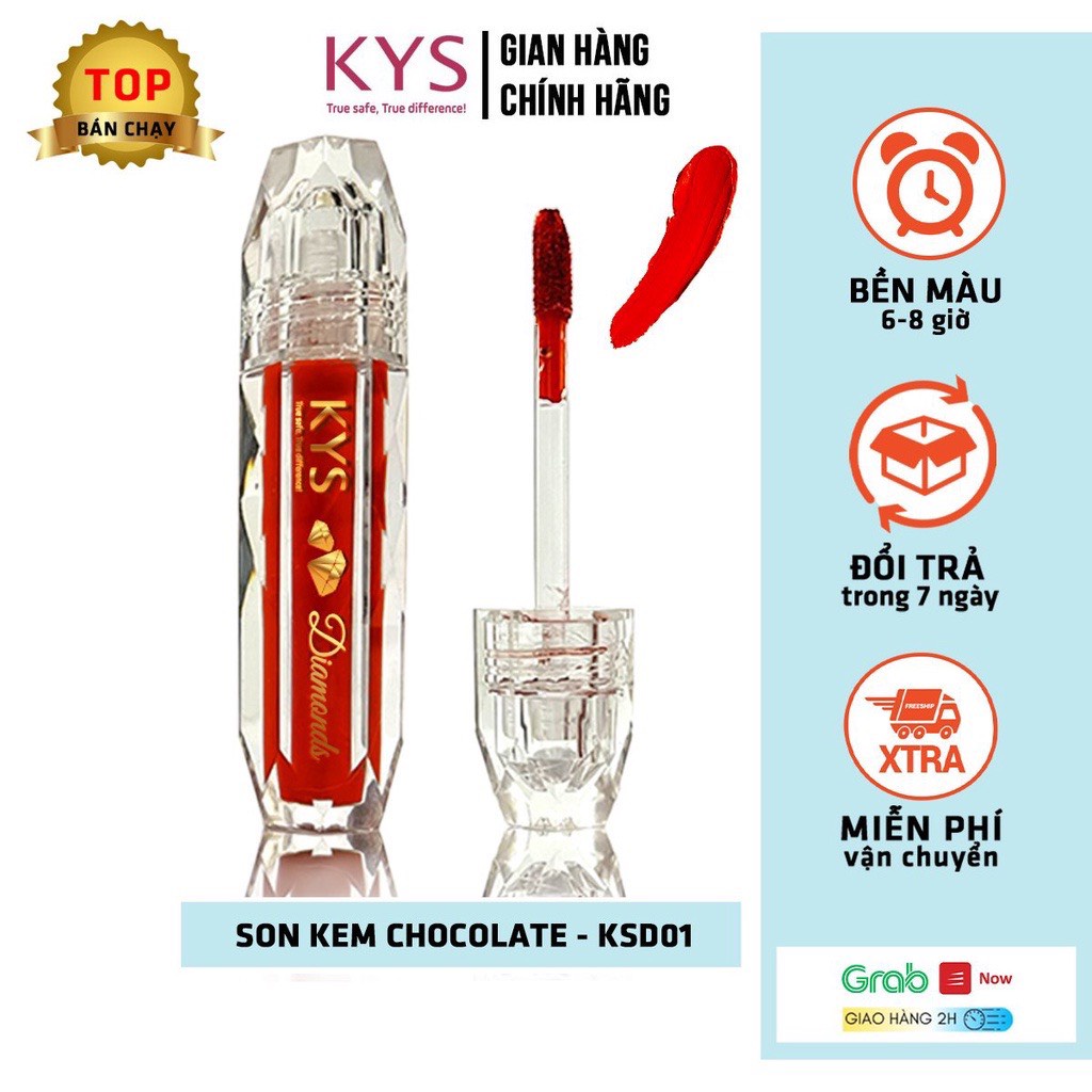 Son Kem Lì Cam Cháy Chocolate mềm môi Kys Diamonds 3gr