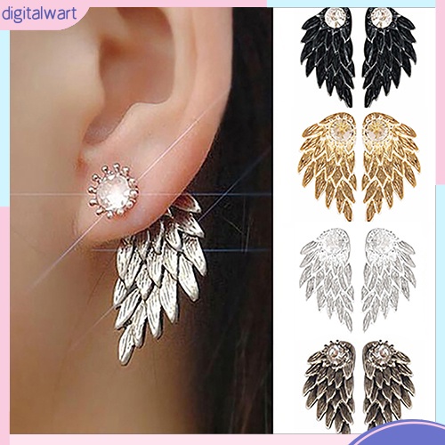 Khuyên tai hình cánh thiên thần đính đá thời trang thanh lịch dành cho nữ nhiều màu lựa chọn
