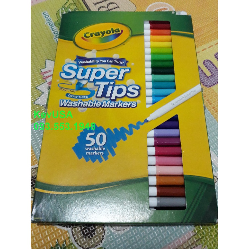 [HCM] Bút lông Crayola Super Tips Washable Markers 50 màu tô nét thanh mỏng và dày đậm Made in Italy - Mua ở Mỹ