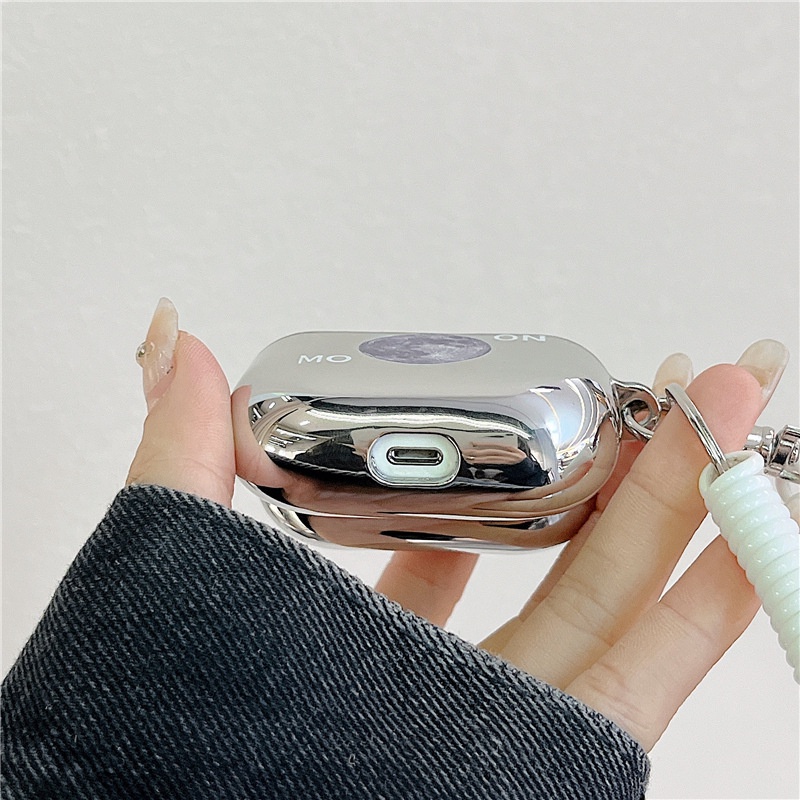 Vỏ Bảo Vệ Hộp Sạc Tai Nghe Airpods Pro 2 / 3 / 3 Mạ Điện Kèm Dây Đeo Phù Hợp