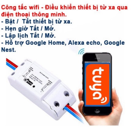 Bộ công tắc thông minh Basic 10A điều khiển bật tắt và hẹn giờ thiết bị điện qua Wifi-3G-4G