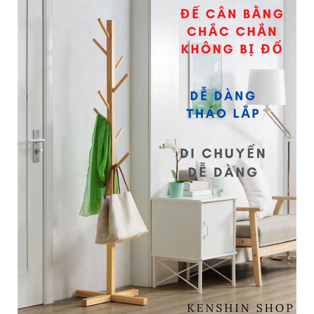 Cây Treo Quần Áo Gỗ, Cây Treo Đồ Đa Năng Dạng Đứng, Dễ Lắp Ráp KENSHIN SHOP