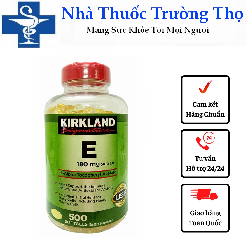 Vitamin E Kirkland 500v Mỹ 400 IU đẹp da, chống lão hoá, giữ mãi tuổi xuân
