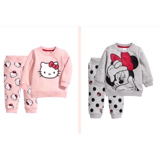 Bộ cotton dài tay H&M hoạ tiết Minnie và Kitty