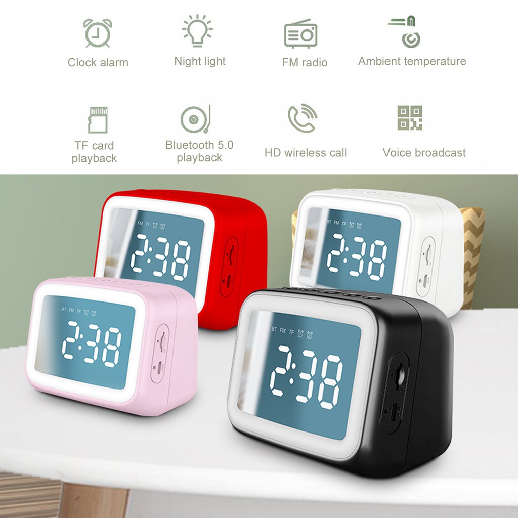 [PST]BT511 Wireless Bluetooth 5.0 Speaker Music Player Alarm Clock Makeup Mirror