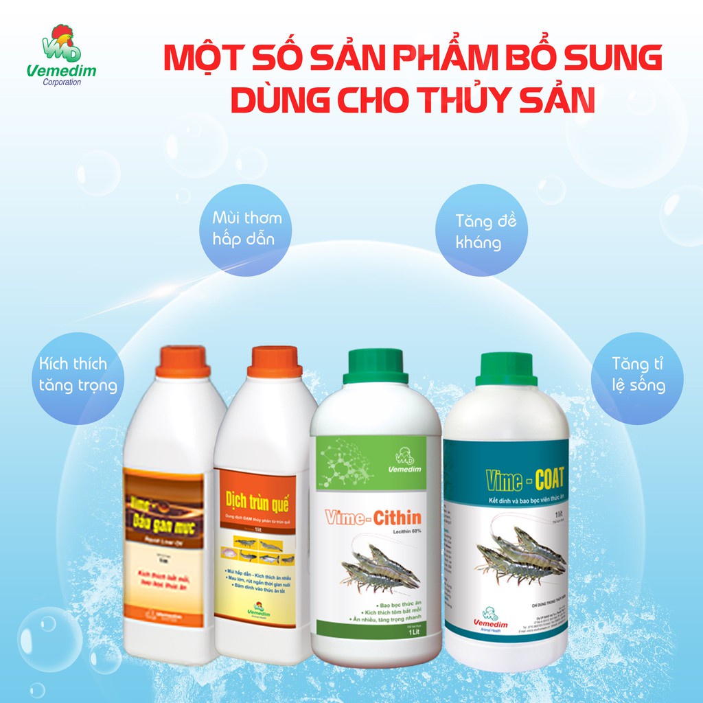 VEMEDIM Dịch trùn quế thủy sản, tạo mùi hấp dẫn kích thích cá và tôm thèm ăn mau lớn, chai 1lit, Lonton store&amp; Vemedim