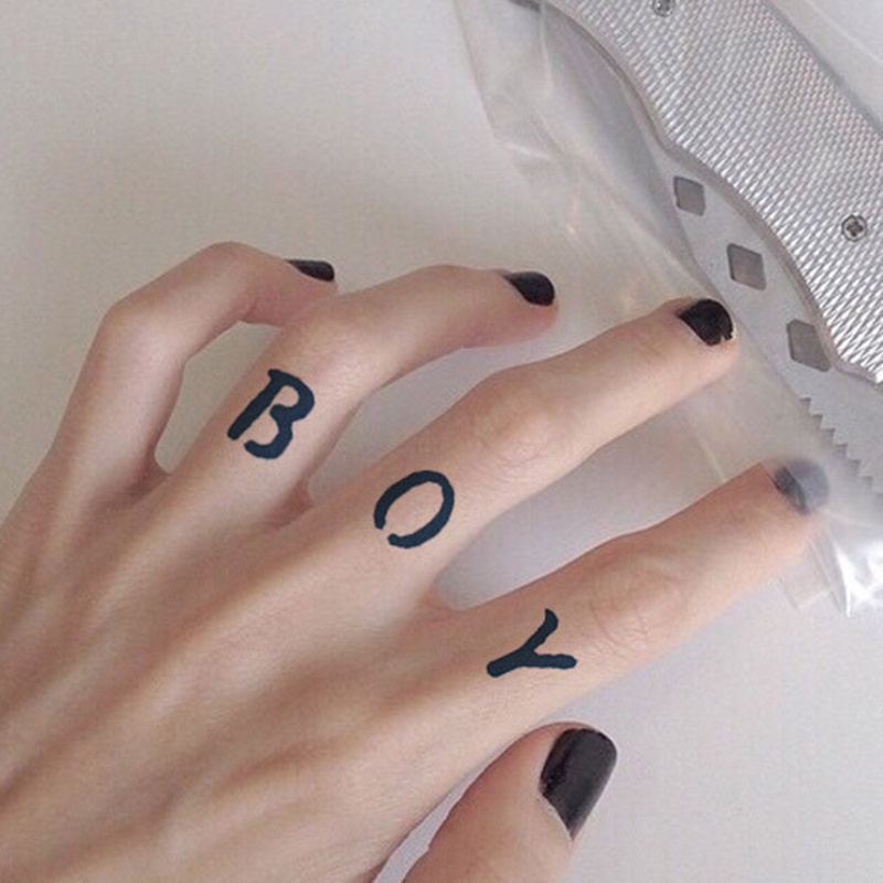 Miếng Dán Hình Xăm Tạm Thời Chống Nước Lâu Trôi Họa Tiết Chữ Cái