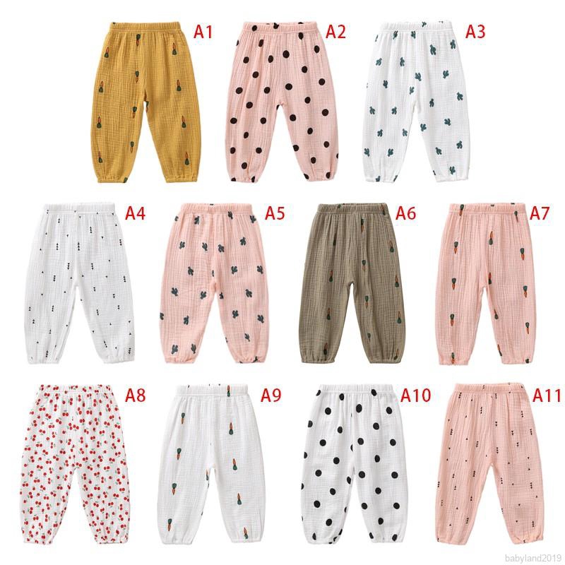 Quần dài chất liệu cotton in họa tiết thời trang dành cho bé gái từ 0-4 tuổi