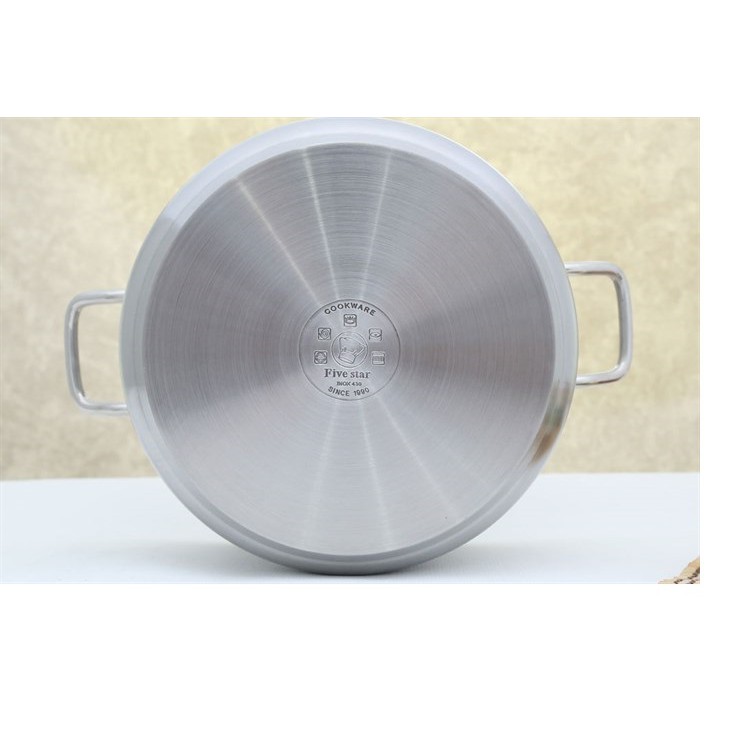 Nồi luộc gà inox 430 bếp từ 3 đáy Fivestar Standar nắp kính 28cm.tặng 2 vá canh inox