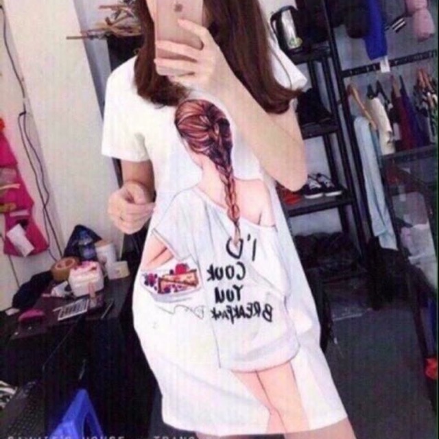 Đầm suông cô gái . Free size 40-58kg