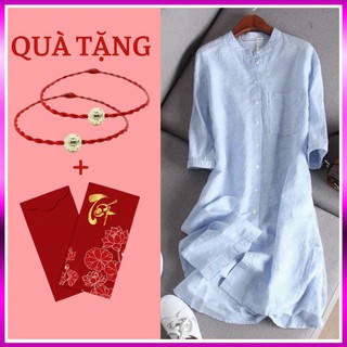 Váy Sơ Mi Kẻ Sọc Xanh Form Suông