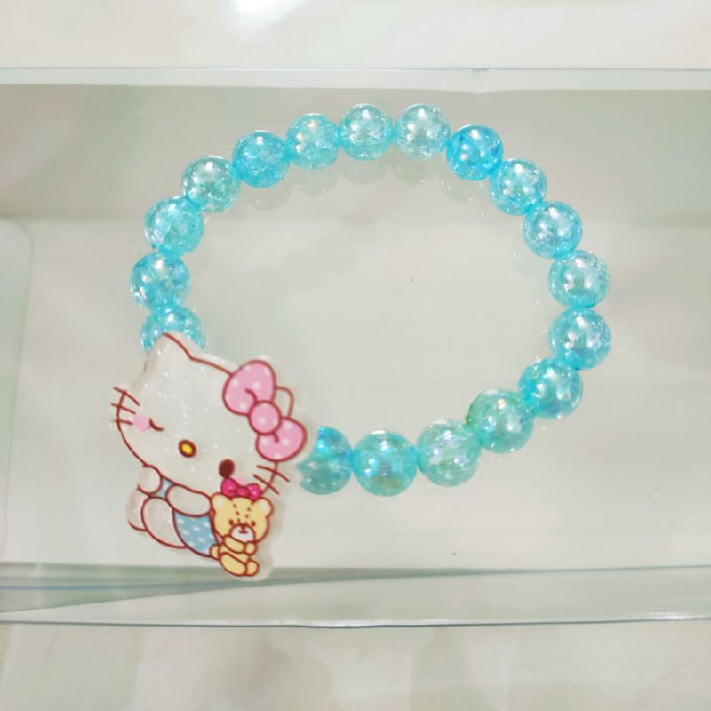 Vòng tay bé gái hình mèo Kitty hạt bóng siêu đẹp co giãn