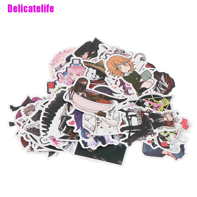 Bộ 50 miếng dán PVC chống thấm nước họa tiết Danganronpa anime trang trí vali/laptop/ván trượt
