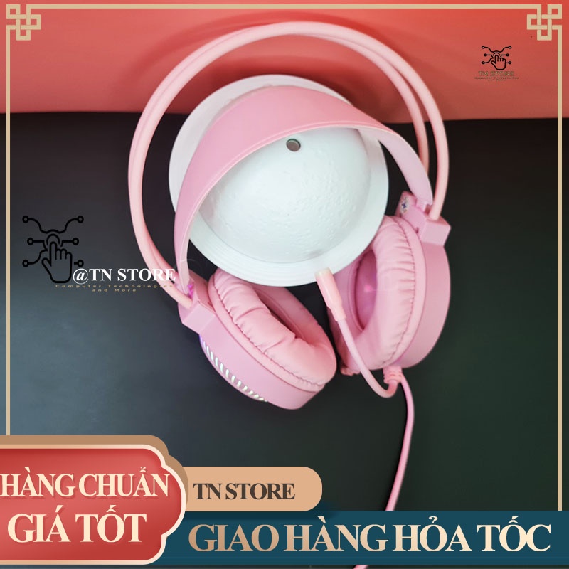 TAI NGHE tai mèo MÀU HỒNG GAMING LED 7 MÀU CÓ MIC Tn Store