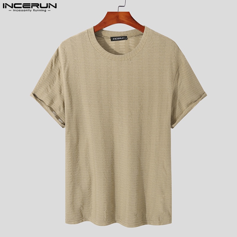 Áo thun INCERUN tay ngắn cổ thuyền phong cách cổ điển cho nam