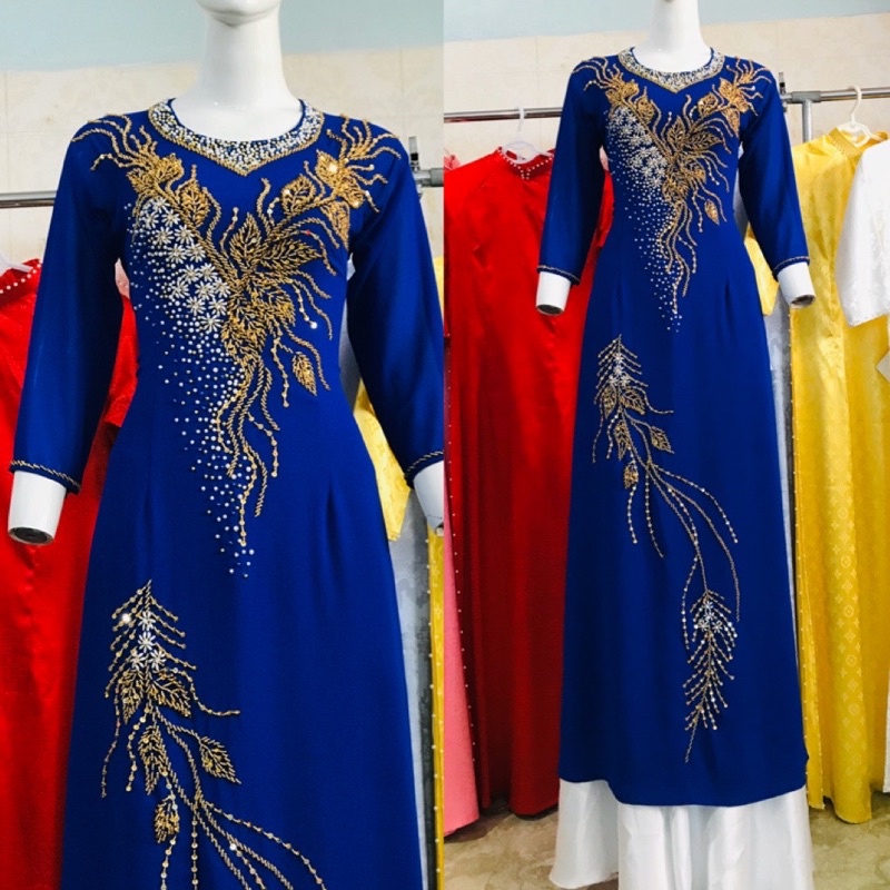 Áo Dài truyền thống dành cho các mẹ, đủ size, hàng đính kết pha lê.