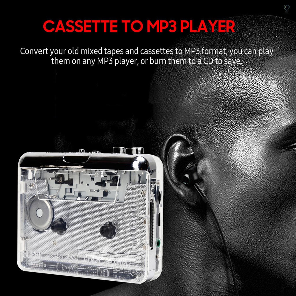 Máy Nghe Nhạc Băng Cassette Tohs TONIVENT TON010 Mini MP3 Chuyển Đổi USB Cassette Sang MP3 Với Phần Mềm AUX Đầu Vào 3.5mm Tương Thích Với PC Lapt