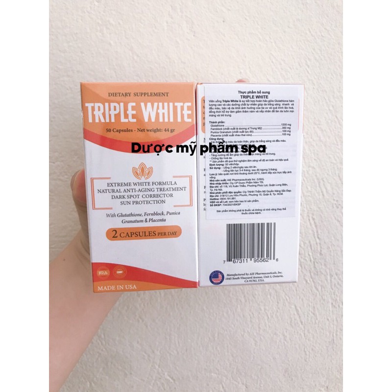 Viên uống sáng da ngăn ngừa sạm nám tàn nhangTriple White,chống nắng da  DƯỢC MỸ PHẨM SPA