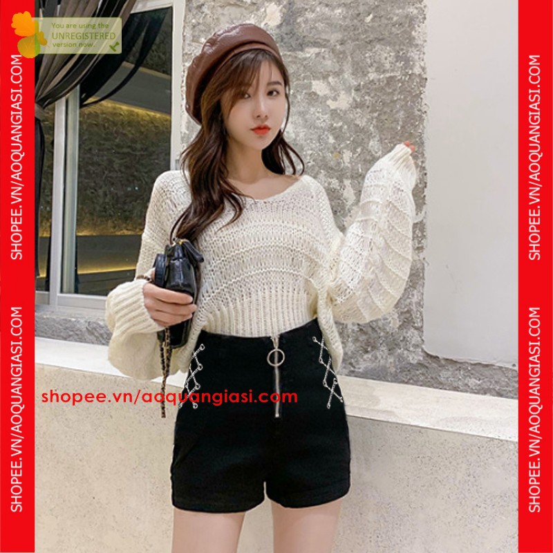 quần sọt nữ dây kéo xích hông mt1080, mt648, mt406, mt329 màu đen size, s, m, l quyến rũ aoquangiasi.com