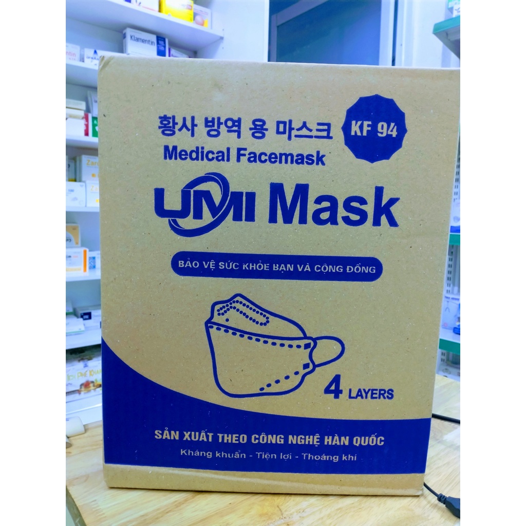 THÙNG 300 CHIẾC KHẨU TRANG KHÁNG KHUẨN UMI MASK KF94 -4 LỚP KHÁNG KHUẨN