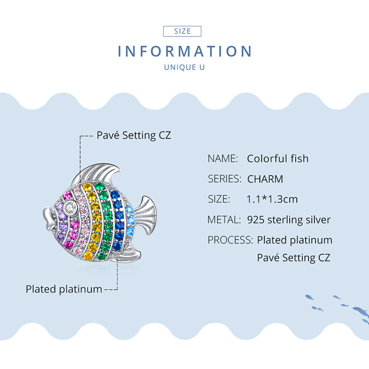 Mặt dây Bamoer bằng bạc thật 925 mặt hình sinh vật biển khảm đá Zircon thời trang cho nữ SCC1803