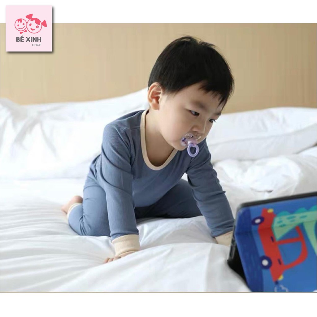 Bộ đồ ngủ thu đông dài tay cạp cao MINKY MOM cho bé gái bé trai [MỚI NHẤT] đồ bộ tay dài thun gân tăm Hàn bé gái bé trai