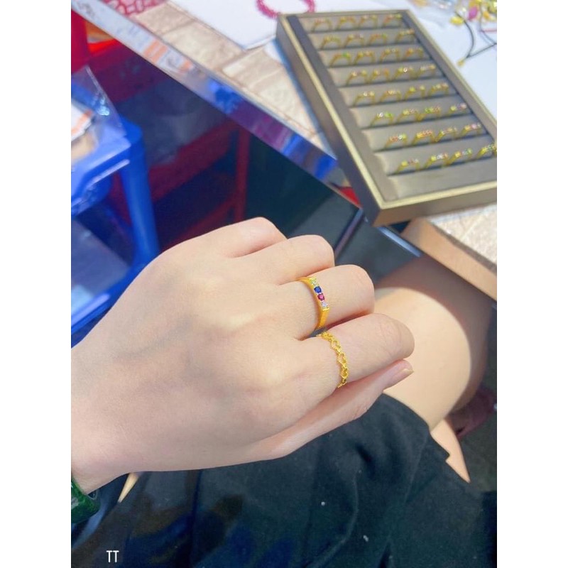 Nhẫn và mặt dây đính đá nhiều màu gold 10