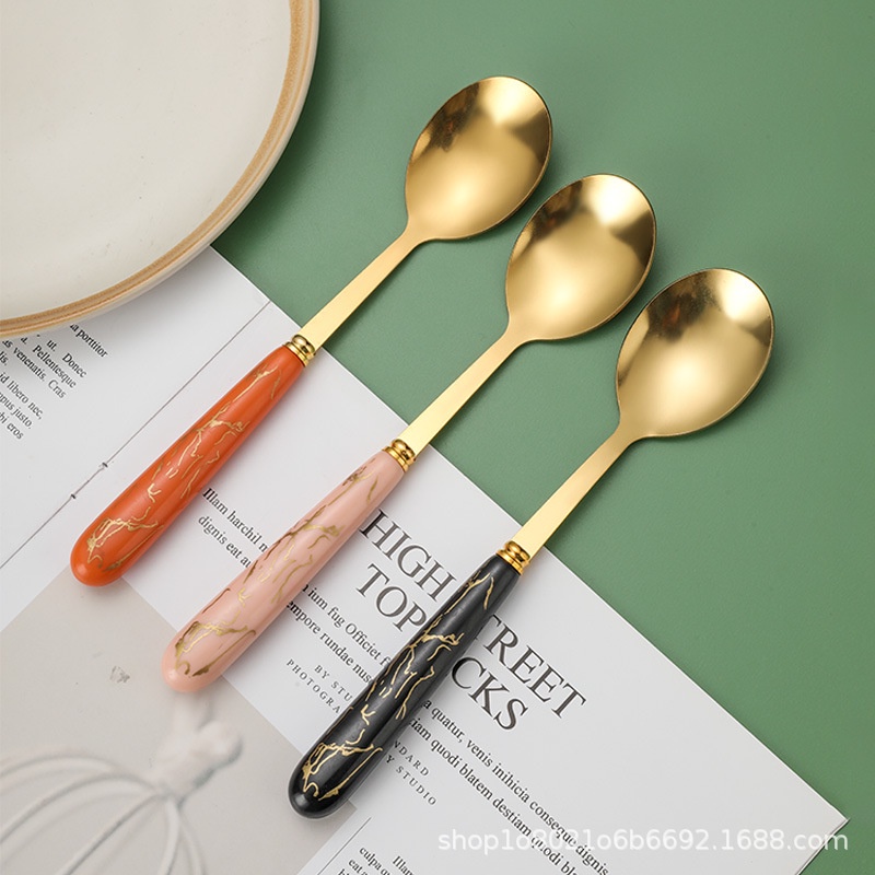 Sét 6 muỗng inox vân đá kèm hộp đựng siêu xinh