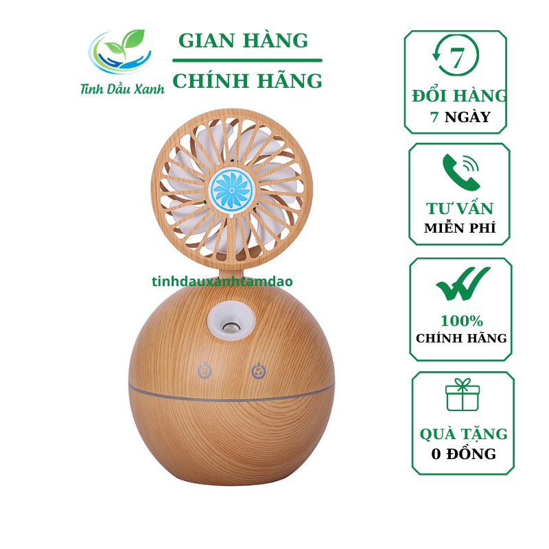 Quạt phun sương khuếch tán tinh dầu tạo ẩm có đèn led đổi màu dung tích 130ml DC 5V
