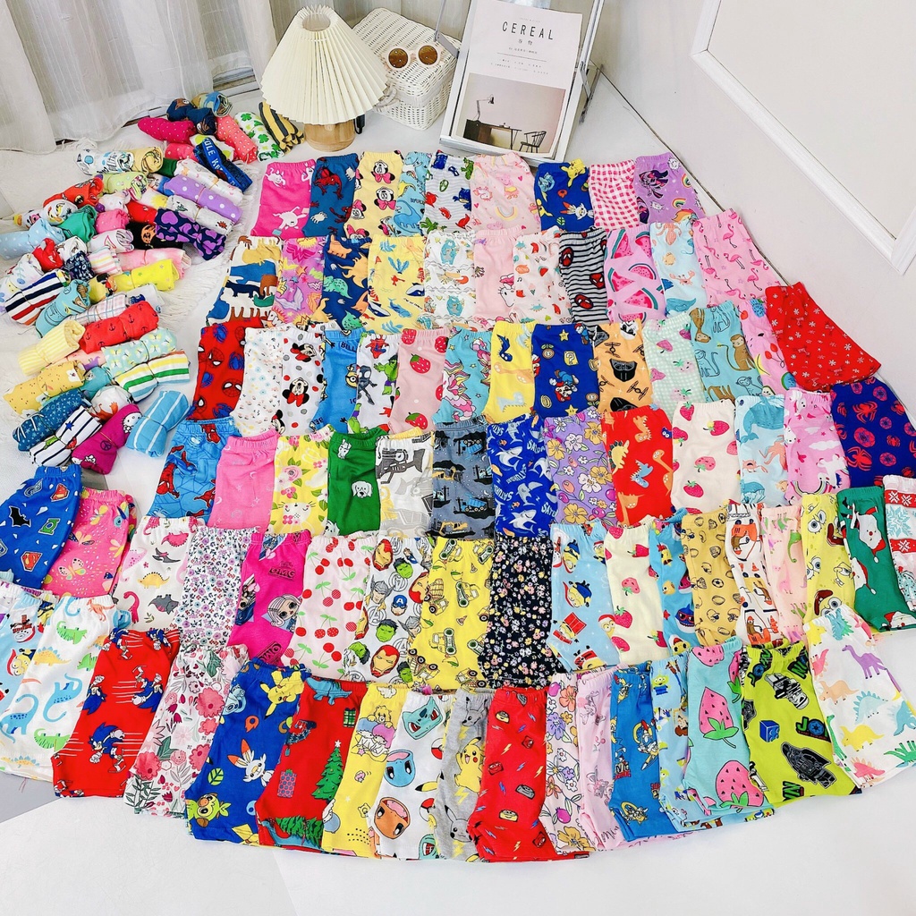 Combo quần chục cho bé - Quần thu đông bé trai bé gái chất nỉ cotton họa tiết gấu nhỏ kẻ sọc cho bé 1 2 3 4 tuổi